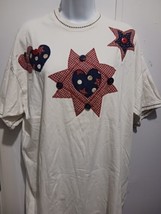 Vintage Stars &amp; Hearts Womens Fruit Of The Loom T Shirt Size 2XL Made In... - $19.79