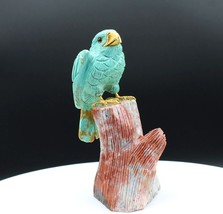 Natural Turquoise Handcrafted Eagle With Golden Beak, On An Ocean Jasper... - £109.19 GBP