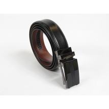 Men VALENTINI Leather Track Belt Adjustable Removable Buckle V525 Black image 7