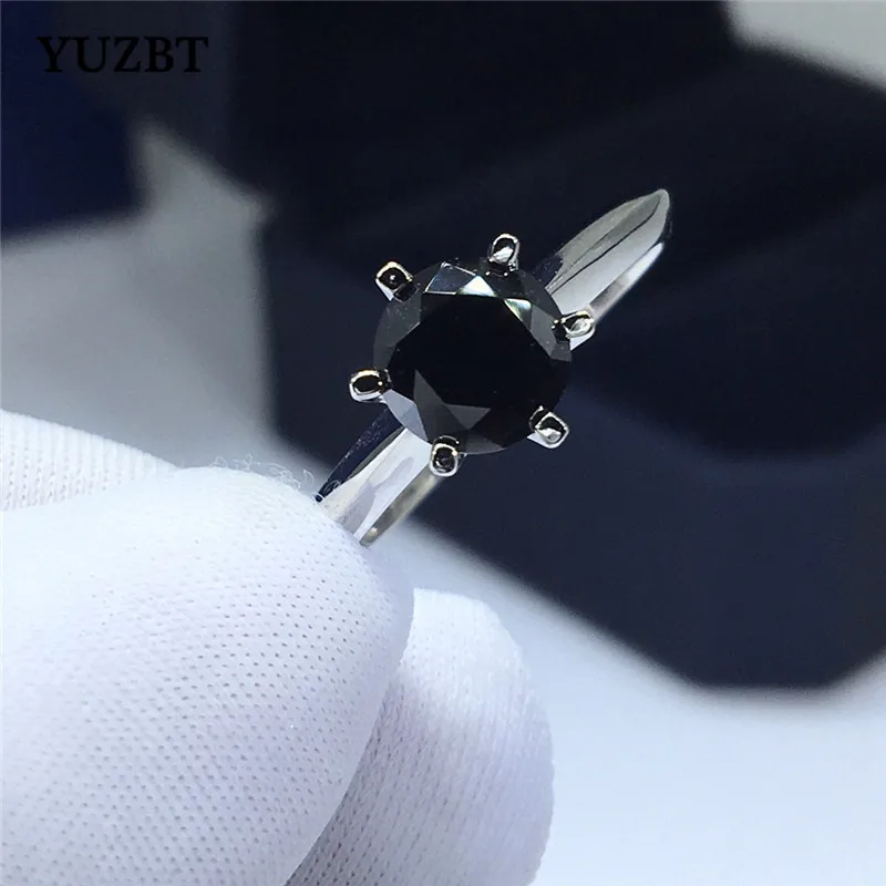 18K White Gold Plated 1 Carat Excellent Cut Diamond Test Past Round Blac... - £54.46 GBP