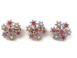 Set Of 3 Vintage Floral Brooch Pastel Pink And White Antique Jewelry Dainty Used - £22.34 GBP