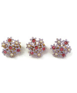 SET OF 3 VINTAGE FLORAL BROOCH PASTEL PINK AND WHITE ANTIQUE JEWELRY DAI... - £22.37 GBP