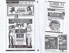 VINTAGE 1972 Super 71 Drive In Theatre Program Asylum / Swingin Pussycats - $49.49