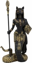Ebros 11&quot;H Egyptian Bastet Cat With Snake Holding Spear &amp; Shield Statue 11&quot;H - £34.36 GBP