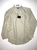 New Mens M NWT Guy Laroche Homme France Designer Shirt Tan Green Linen Plaid  - £70.41 GBP
