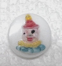 Colorful Clower w Crazy Eye&#39;s Milk Glass Baby Button 9/16ths in - $6.44