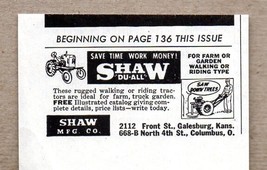 1951 Print Ad Shaw Du-All Tractors Galesburg,KS Columbus,OH - £6.56 GBP