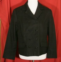 Talbots Women&#39;s Size 12 Black Textured Cotton Double Breasted Jacket Blazer EUC - £10.20 GBP