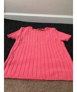 Cherokee Women&#39;s Juniors Short Sleeve Knit Sweater Round Neck Size M Pink - $50.59 CAD