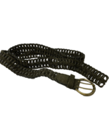 Coldwater Creek Women&#39;s Leather Braided Belt Green 1/2X - $14.24