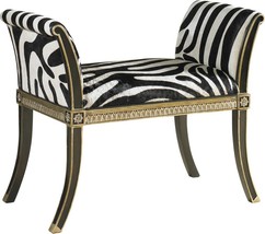 Bench MAITLAND-SMITH SAFARI Zebra Upholstery Aubergine Chablis Silver Ac... - $3,619.00