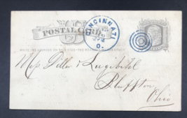 1877 Blymyer Manufacturing Cincinnati Ohio Blue Target Fancy Cancel Post... - $26.95
