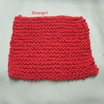 Soft Hand Knit Cotton Dish Face Cloths Soft 2 Tone Red - £3.97 GBP