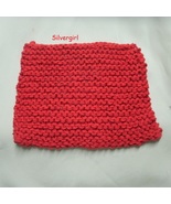Soft Hand Knit Cotton Dish Face Cloths Soft 2 Tone Red - £3.92 GBP