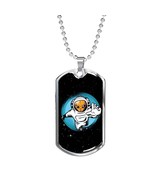 Alien UFO Fan Astronaut Necklace Stainless Steel or 18k Gold Dog Tag 24&quot;... - £37.79 GBP+
