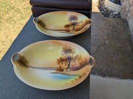 2 Vintage Noritake Porcelain Tree in Meadow 9-3/8&quot; Oval Vegetable Bowls  - £31.31 GBP