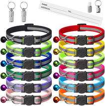Extodry 14 Pack Reflective-Breakaway Cat Collars with Bells,Safety Buckle Kitten - £11.15 GBP