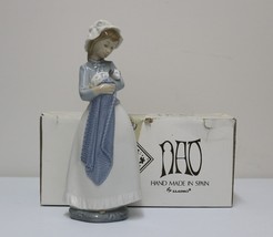 1987 NAO by Lladro Nina Dulce No 241 Brillo Porcelain Figurine Girl Puppy Spain - $99.99