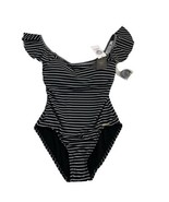 Vince Camuto Swimsuit Womens 8 Black White Blossom Stripe Off Shoulder R... - €33,89 EUR