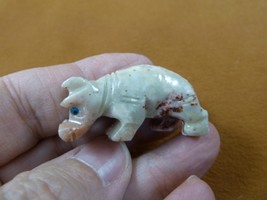 (Y-HIP-37) white red HIPPO Hippopotamus gem Gemstone figurine SOAPSTONE ... - €7,69 EUR