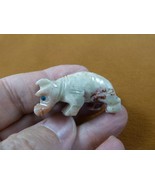 (Y-HIP-37) white red HIPPO Hippopotamus gem Gemstone figurine SOAPSTONE ... - €7,74 EUR