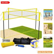Four Square Volleyball Game Set for Backyard and Beach Play Portable Bla... - $183.10