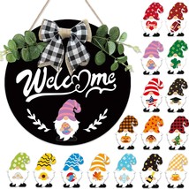 Interchangeable Welcome Sign For Front Door - 12 Inches Seasonal Gnome D... - $35.99