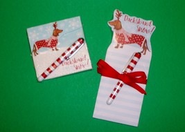 Set of 2 Dachshund Snow Holiday Note Pads and Pens - $14.00