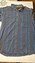 Arcteryx Shirt Mens Medium Mesh Lined Blue Striped Performance Cotton Hi... - $34.60