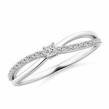 Prong Set Princess-Cut Diamond Split Shank Promise Ring in Silver Ring Size 5 - £205.20 GBP