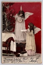Christmas Darling Angels Decorating Tree 1903 Fantasy Postcard C39 - £9.44 GBP