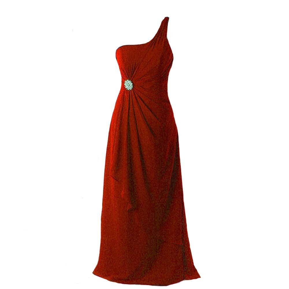 Kivary Women's Long One Shoulder Crystals Simple Evening Prom Bridesmaid Dresses