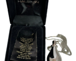 Vintage 1970&#39;s HALSTON Elsa Peretti Silver Perfume Bottle Necklace w Chain - £347.74 GBP