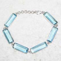 Exotic SKY BLUE TOPAZ Gemstone Bracelet, Birthstone Bracelet, 925 Sterling Silve - £37.72 GBP