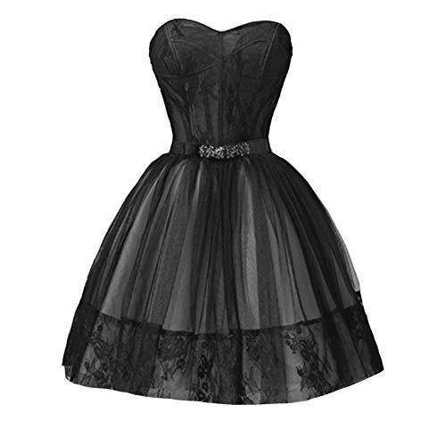 Kivary Plus Size Black Gothic Short Ball Gown Prom Homecoming Dress Silver US 20