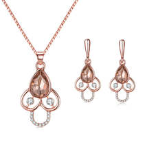 Brown Crystal &amp; 18K Rose Gold-Plated Teardrop Earrings &amp; Pendant Necklace - £12.01 GBP