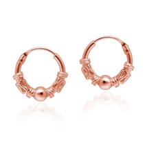 Bali Inspired Hoops of Rose Gold Over Sterling Silver Earrings - £10.27 GBP
