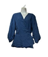 Alp n Rock Mila Blue Embroidered Tencel Wrap Blouse Top Size XL - £35.12 GBP