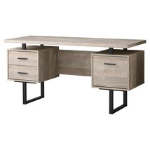 Monarch Specialties I 7418 60 in. Taupe Reclaimed Wood &amp; Black Metal Com... - £470.72 GBP