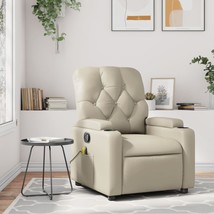Massage Recliner Chair Cream Faux Leather - $9,395.95 MXN