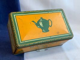 Vtg McCormick &amp; Co BANQUET Orange Pekoe Extra Fancy Tea Tin Green &amp; Yellow - £47.06 GBP