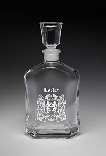 Carter Irish Coat of Arms Whiskey Decanter (Sand Etched)