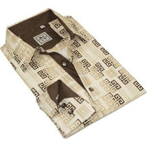 Mens Sports Shirt by DE-NIKO Long Sleeves Fashion Prints Soft Modal NK600 Khaki image 2