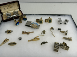 Lot of Vintage Mans Cufflinks and Tie Clips mixed metals - $24.65