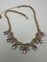 Stella and Ruby Gold Pink Rhinestone Statement Necklace 15&quot; - 17&quot; - £23.88 GBP