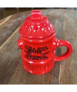 VTG Glazed Red Fire Hydrant Mug with Lid- CFMA STATE CHAMP. Centennial C... - $20.44 CAD
