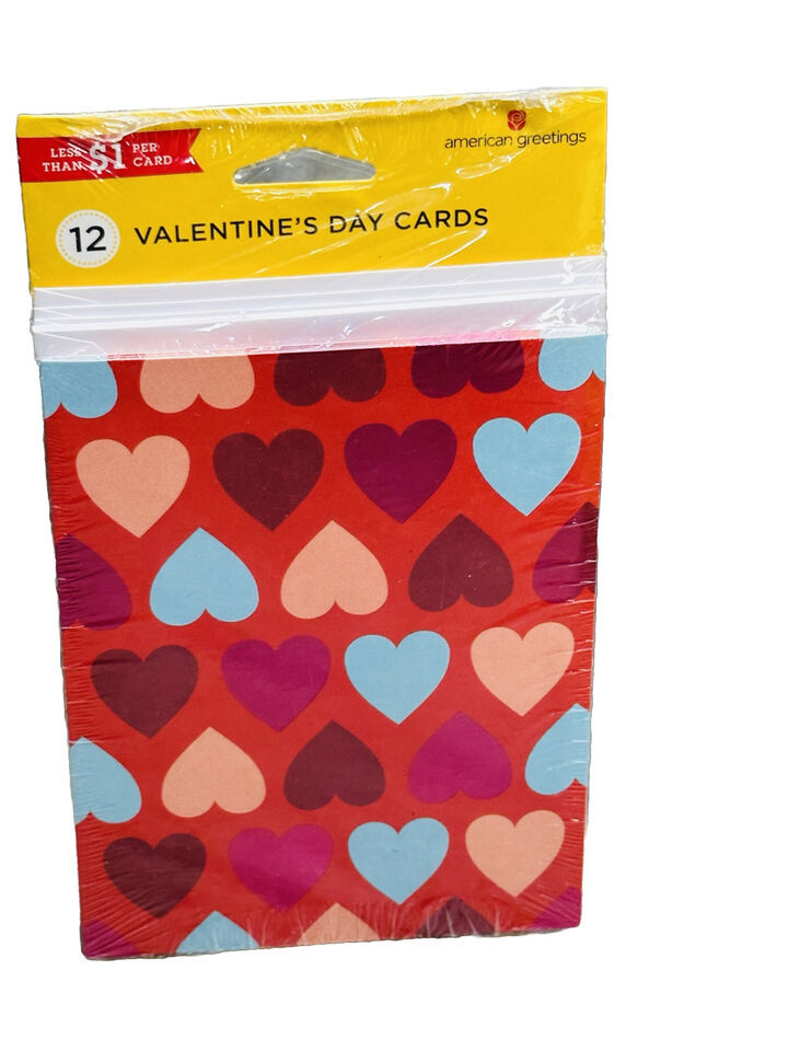 American Greetings 10Pk Valentines Day Heart Pattern Hearts Cards-5x4”-Great/Fun