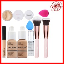 Luxury PHOERA Makeup Kit: Matte Foundation, Concealer &amp; Brushes - Porcel... - $919.36 MXN