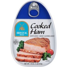 Bristol Cooked Canned Ham Boneless Smoke Flavor Picnic Meat Pork 16oz - £5.66 GBP