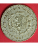 1967 Mexico Un 1 Peso .10 Silver Coin Morelos Estados Unidos Mexicanos G... - $13.64 CAD